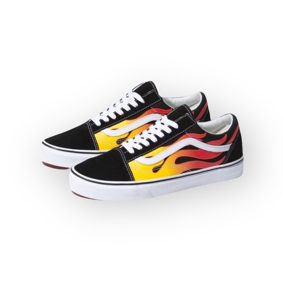 Vans™ ® ✌︎︎ Flame Old Skool Sneakers ✌︎︎ Black Skate Shoe Skateboard Sneaker ✌︎︎ - Picture 2 of 16